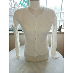 FBR Ramie cotton mix vintage 90s white ribbed cardigan sweater large